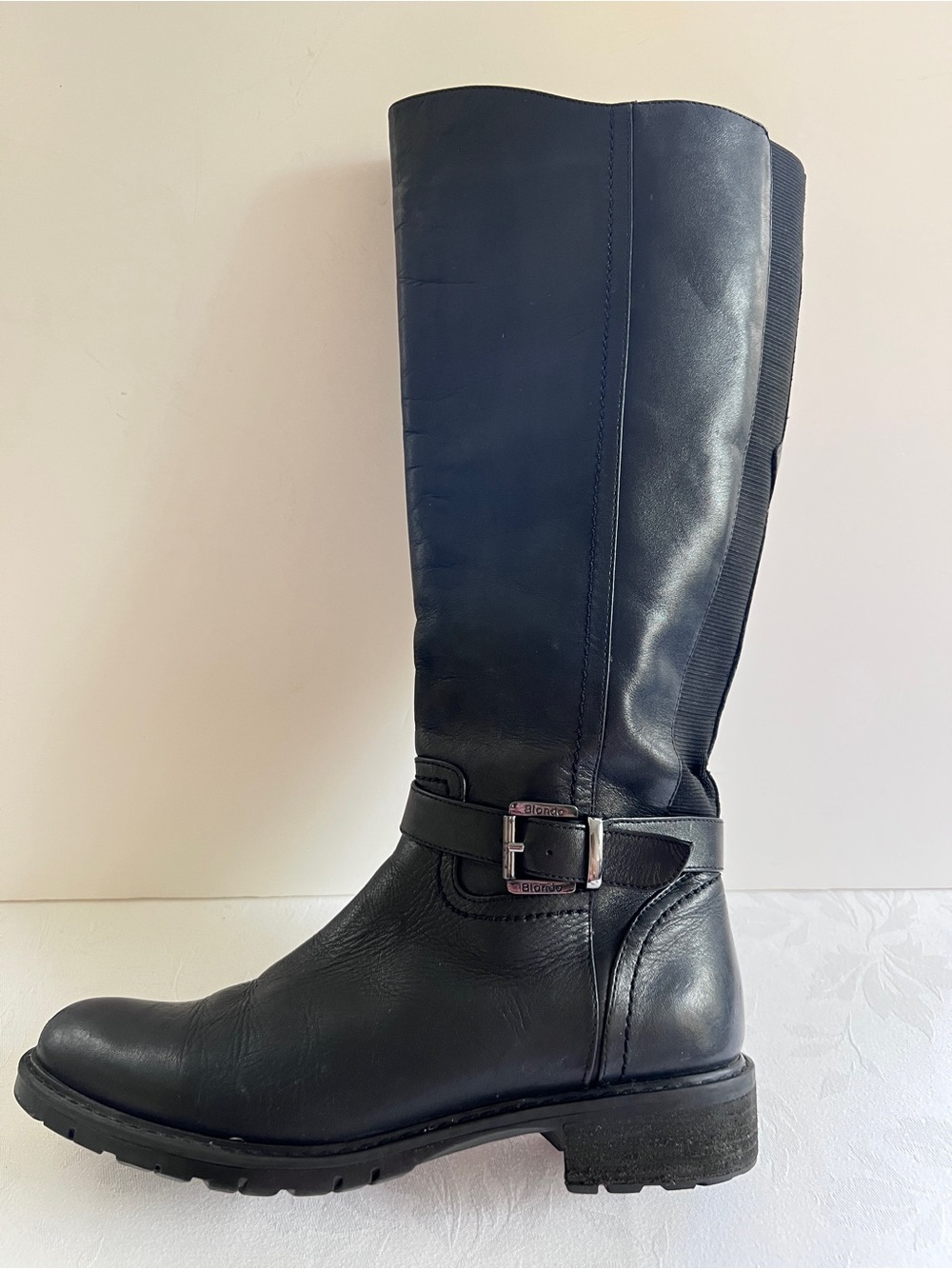 BLONDO Waterproof Black Leather Knee-High Riding Style with AquaProtect 7.5